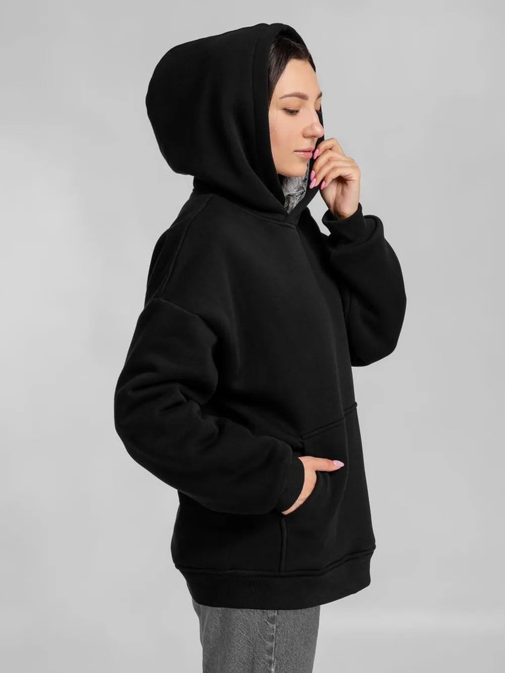Худи Furry Oversize, черное заказать онлайн с вашим дизайном на заказ в Москве и области