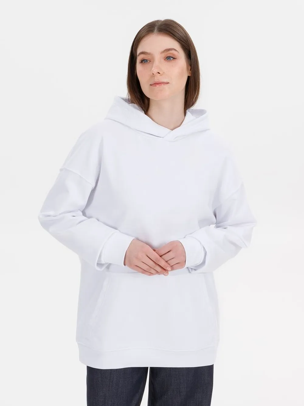 Худи оверсайз унисекс Outshine, белое, размер XL/2XL заказать онлайн с вашим дизайном на заказ в Москве и области