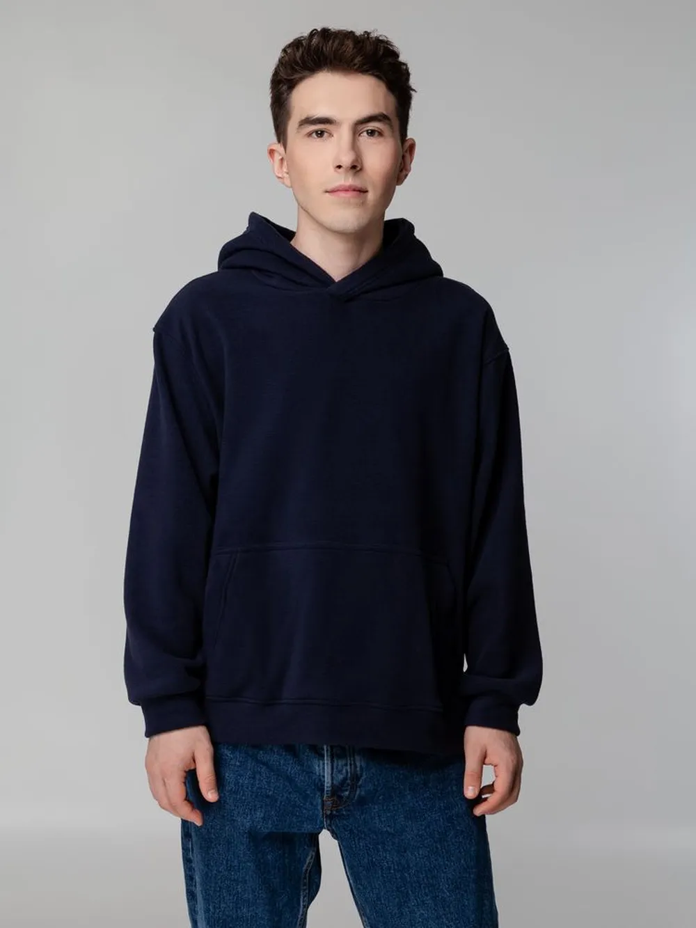 Худи флисовое унисекс Manakin, темно-синее, размер XL/2XL заказать онлайн с вашим дизайном на заказ в Москве и области