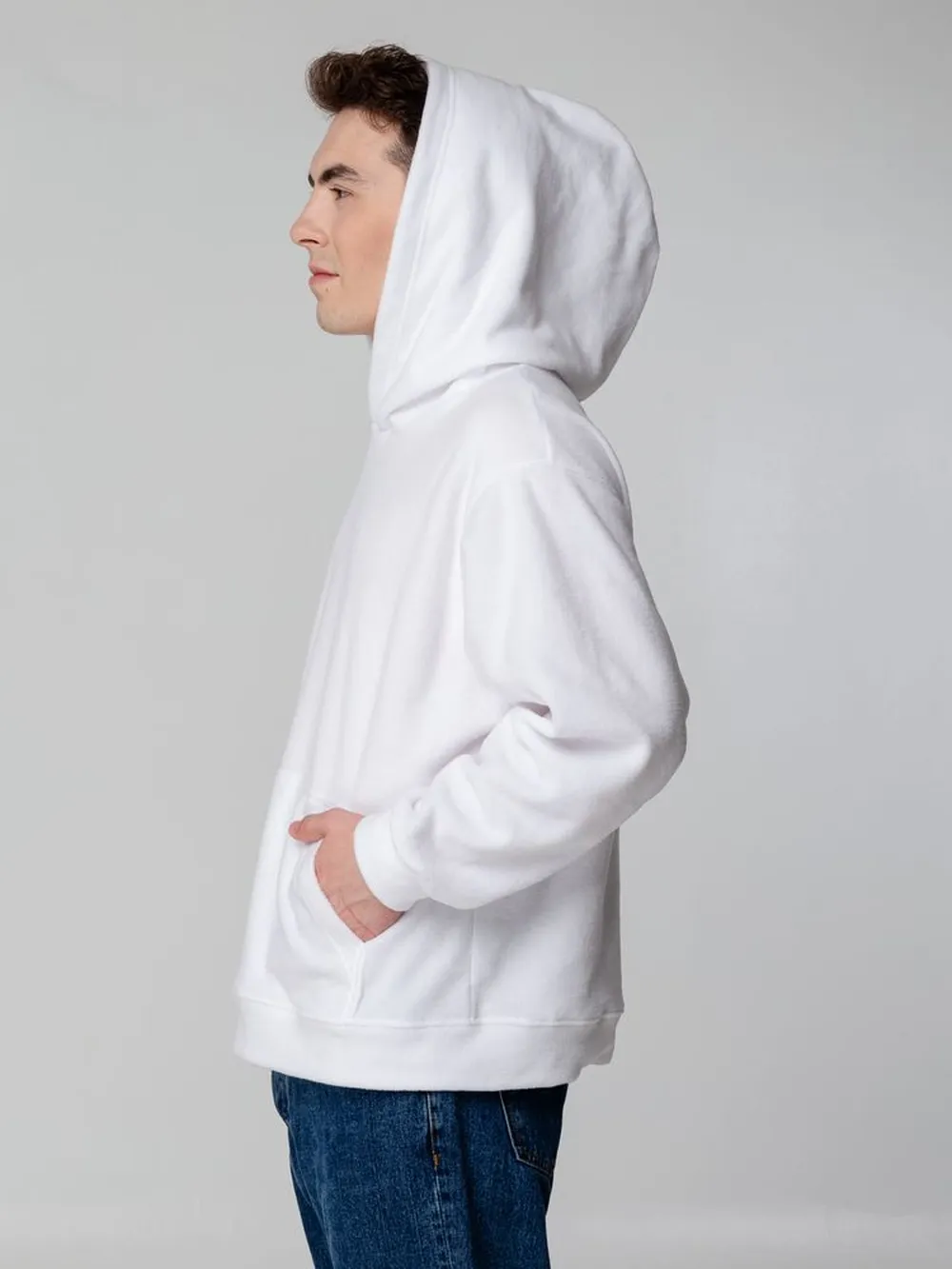 Худи флисовое унисекс Manakin, белое, размер M/L заказать онлайн с вашим дизайном на заказ в Москве и области