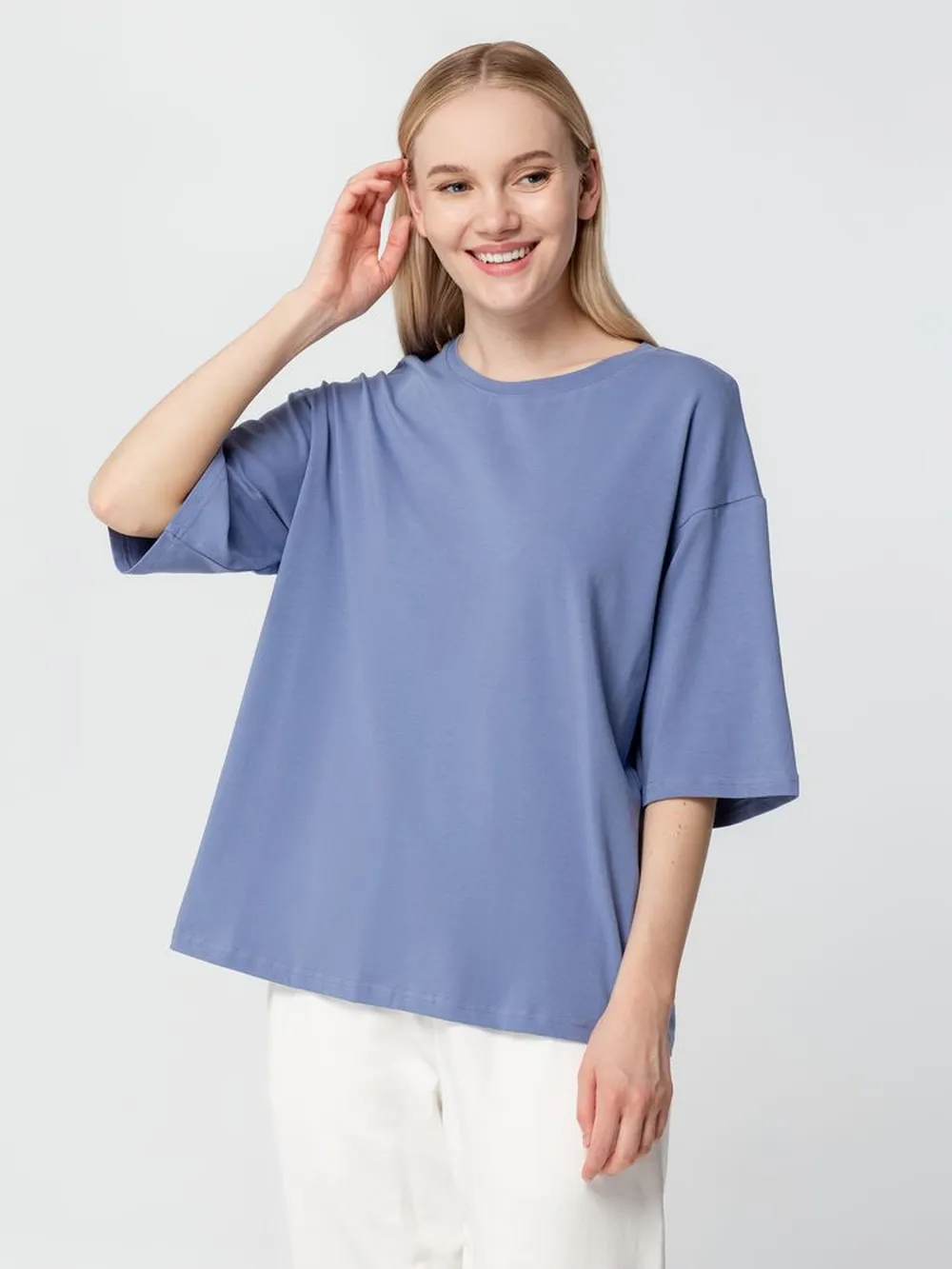 Футболка унисекс оверсайз Street Vibes, синяя (лавандовая), размер M/L заказать онлайн с вашим дизайном на заказ в Москве и области