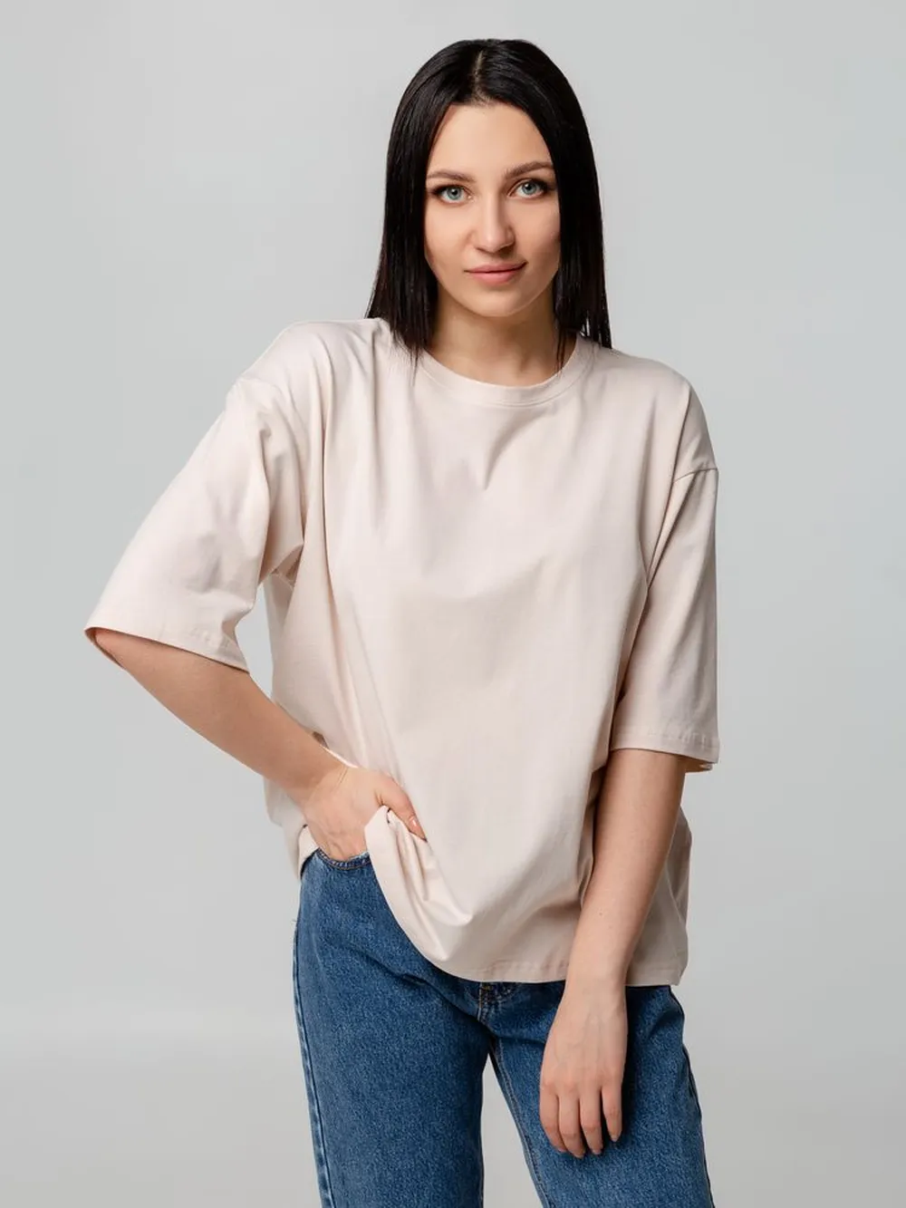 Футболка унисекс оверсайз Street Vibes, бежевая, размер M/L заказать онлайн с вашим дизайном на заказ в Москве и области
