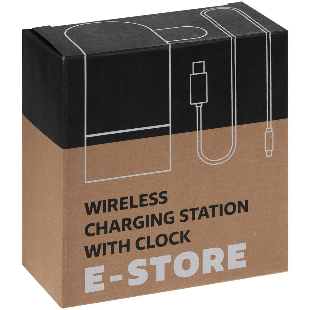 Зарядная станция с часами E-Store для смартфона, часов и наушников, черная заказать онлайн с вашим дизайном на заказ в Москве и области