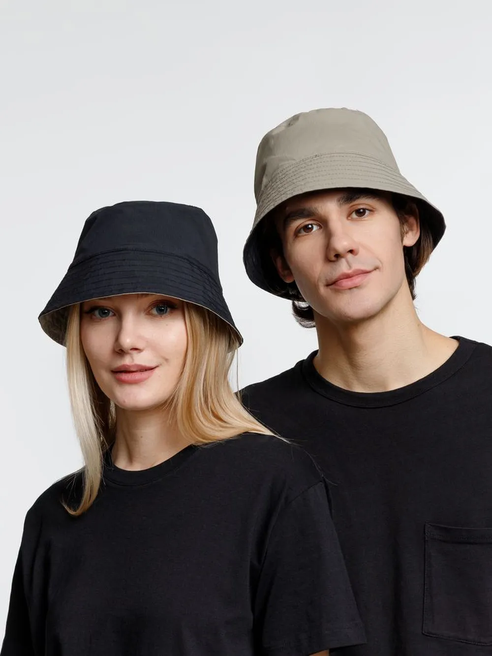 Панама Nylon двусторонняя, черная с хаки заказать онлайн с вашим дизайном на заказ в Москве и области