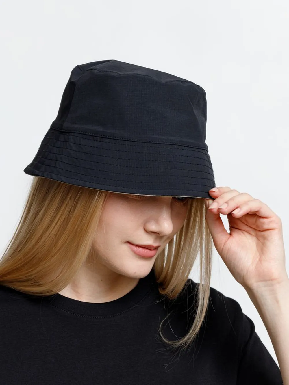 Панама Nylon двусторонняя, черная с хаки, размер M/L заказать онлайн с вашим дизайном на заказ в Москве и области