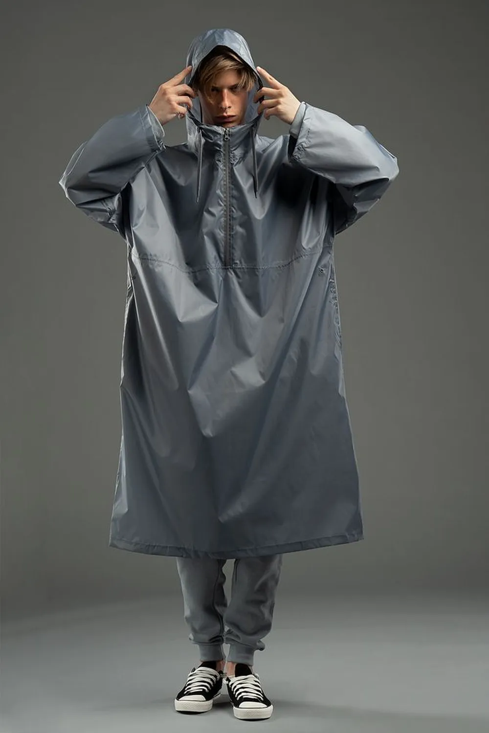 Дождевик-анорак R1, серый, размер XL/XXL заказать онлайн с вашим дизайном на заказ в Москве и области