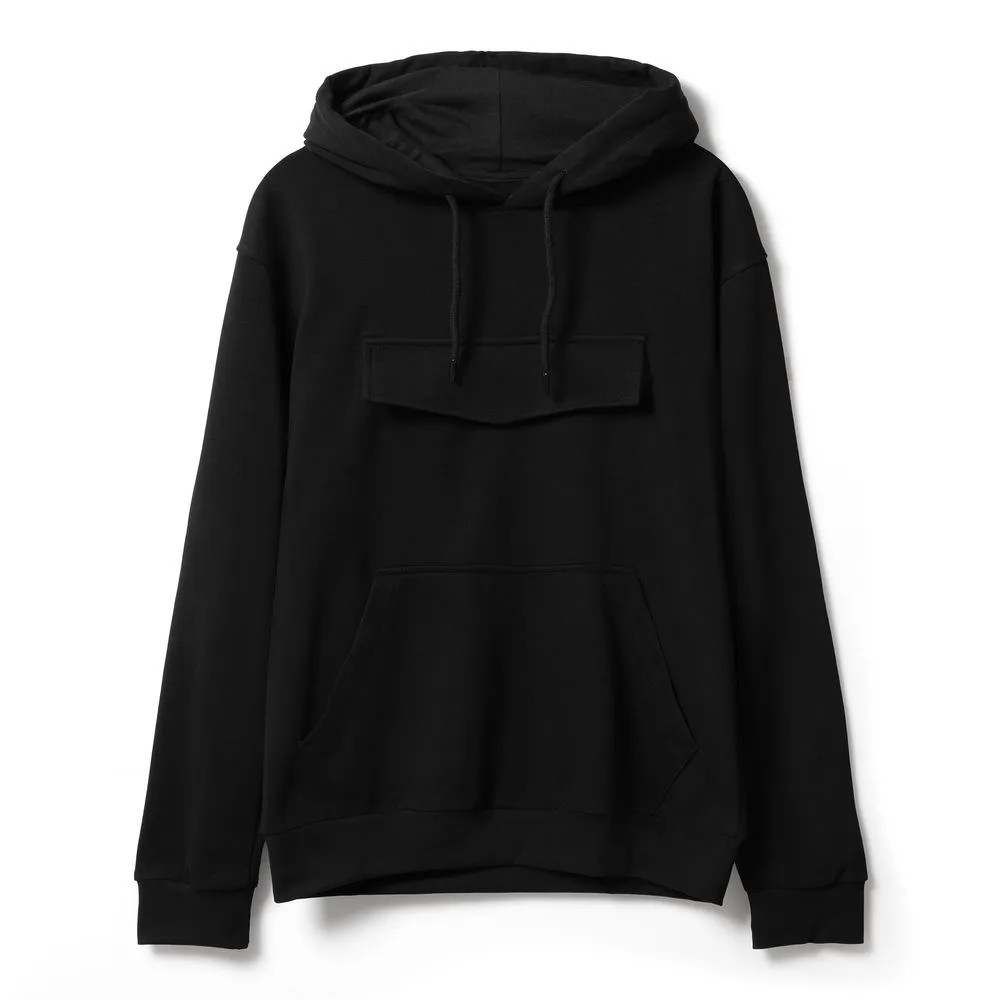 Худи унисекс с карманом на груди Chest Pocket, черное, размер M/L заказать онлайн с вашим дизайном на заказ в Москве и области