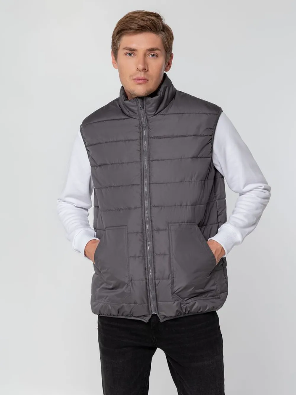 Жилет Leven, темно-серый (графит), размер S заказать онлайн с вашим дизайном на заказ в Москве и области