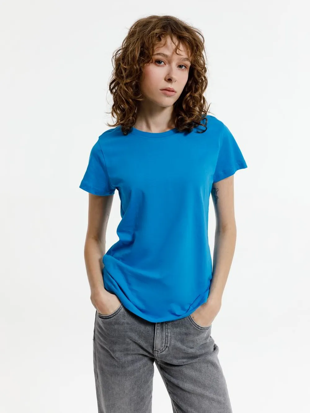 Футболка женская T-bolka Lady, бирюзовая, размер M заказать онлайн с вашим дизайном на заказ в Москве и области