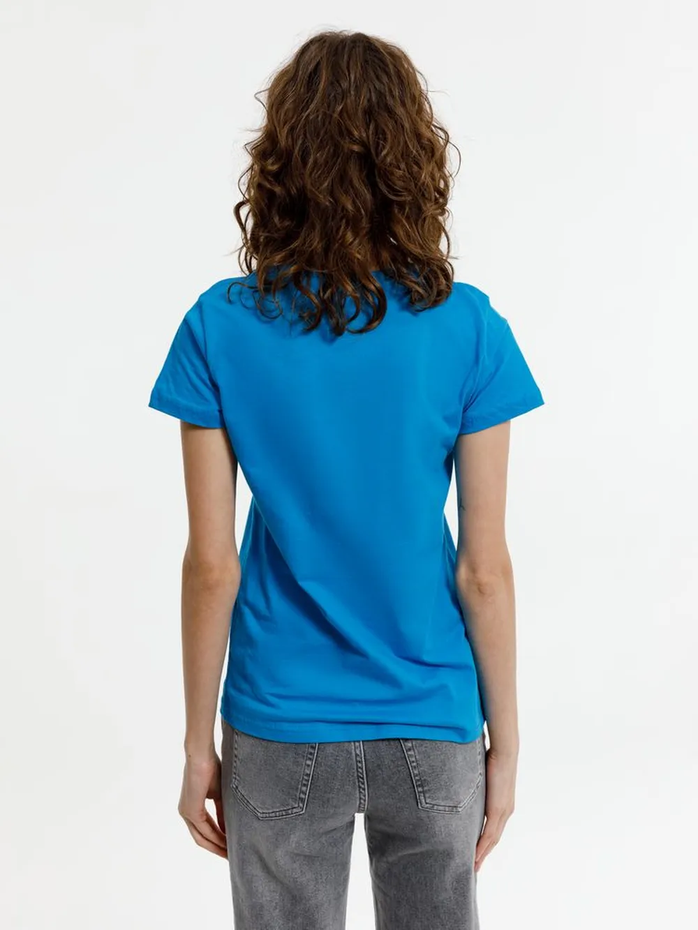 Футболка женская T-bolka Lady, бирюзовая, размер M заказать онлайн с вашим дизайном на заказ в Москве и области