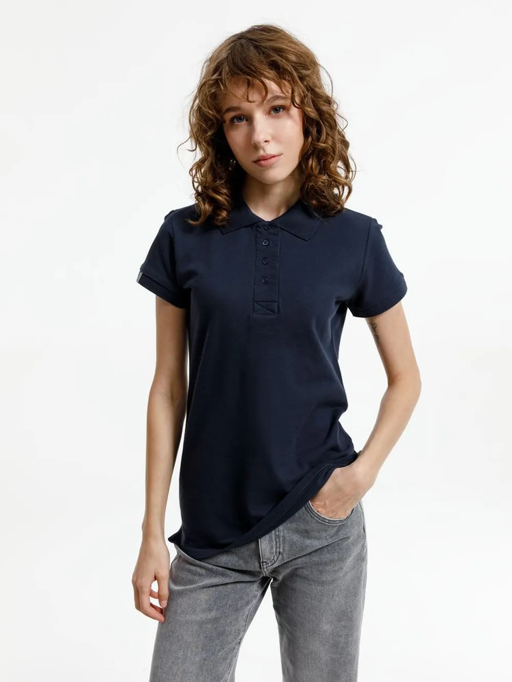 Рубашка поло женская Virma Premium Lady, темно-синяя, размер XXL заказать онлайн с вашим дизайном на заказ в Москве и области