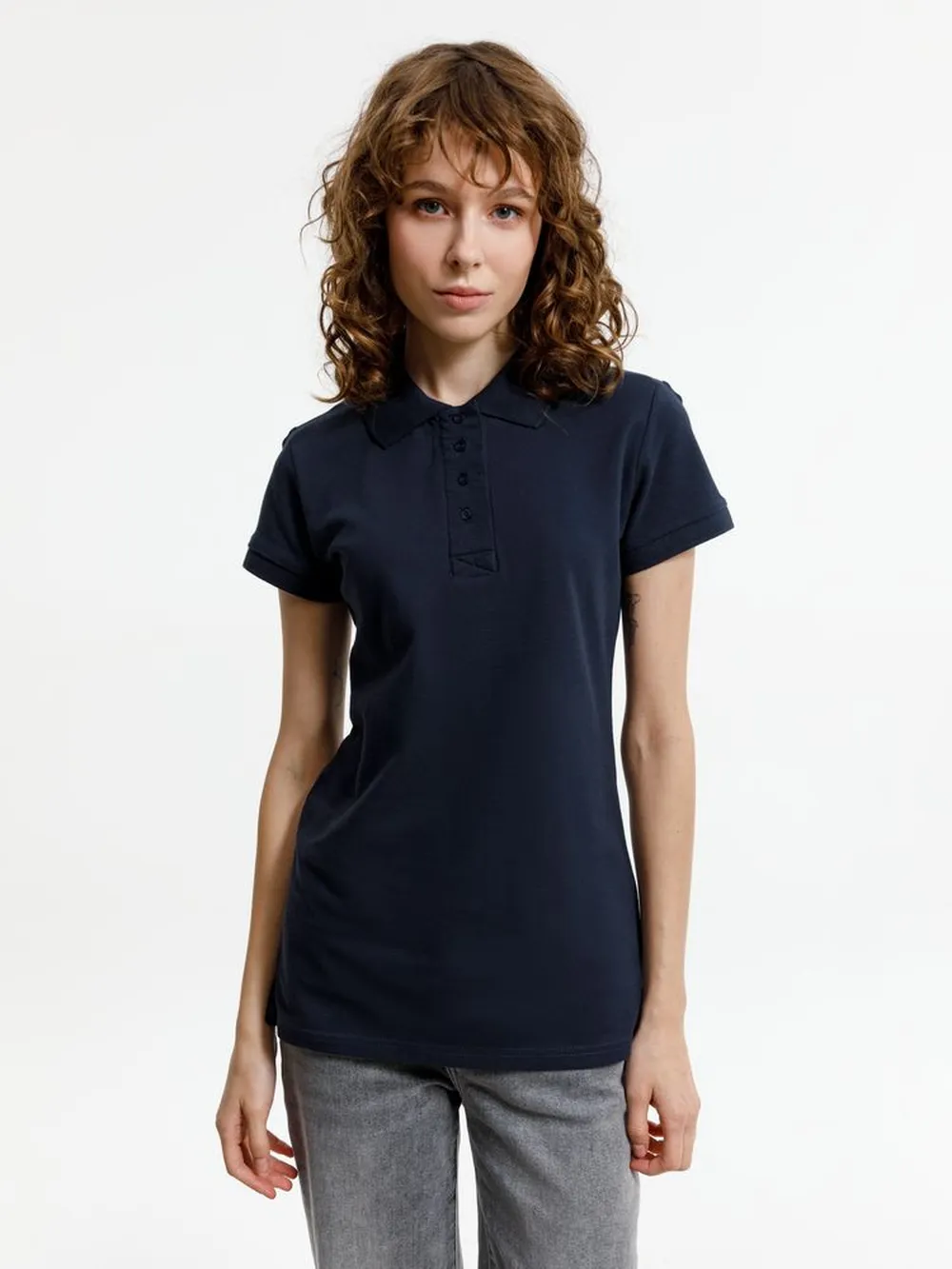 Рубашка поло женская Virma Premium Lady, темно-синяя, размер XXL заказать онлайн с вашим дизайном на заказ в Москве и области