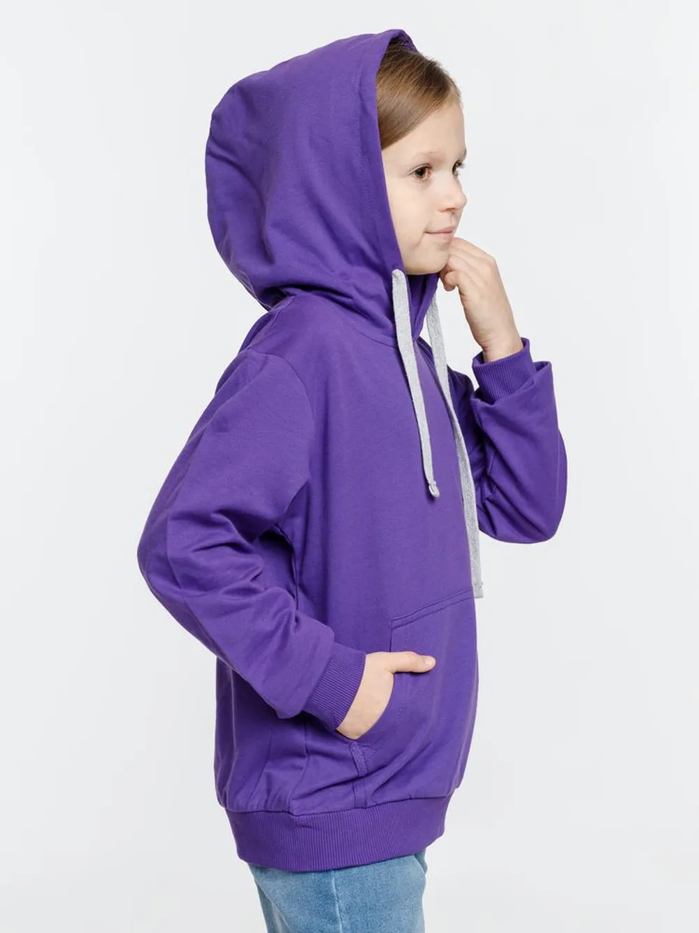 Толстовка с капюшоном детская Kirenga Kids, фиолетовая заказать онлайн с вашим дизайном на заказ в Москве и области