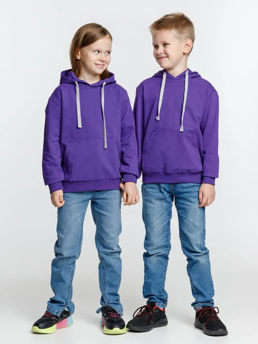 Толстовка с капюшоном детская Kirenga Kids, фиолетовая заказать онлайн с вашим дизайном на заказ в Москве и области