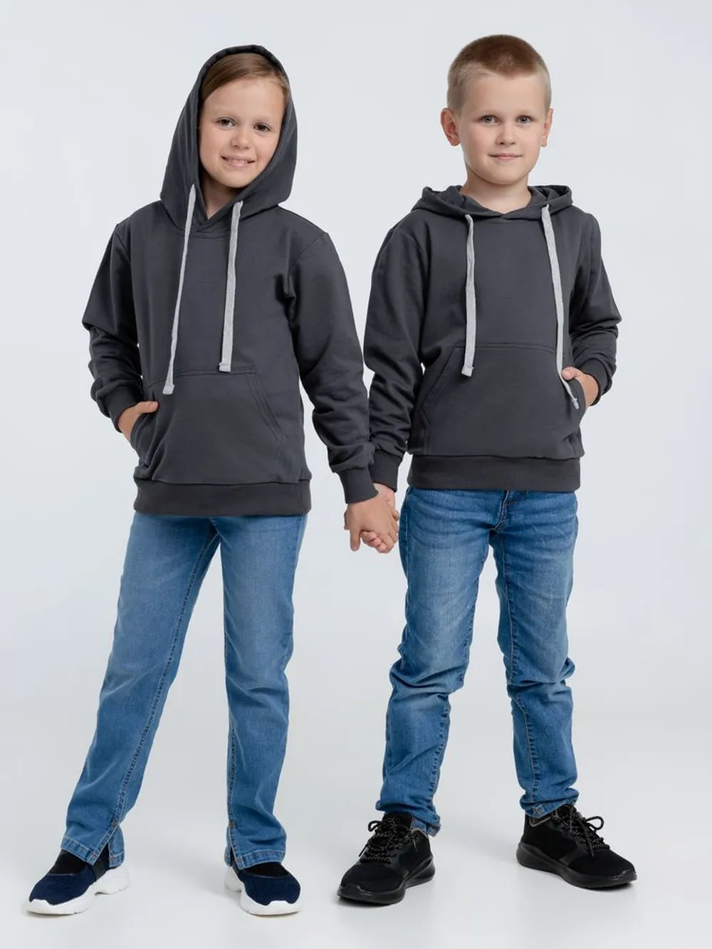 Толстовка с капюшоном детская Kirenga Kids, темно-серая (графит), 12 лет заказать онлайн с вашим дизайном на заказ в Москве и области