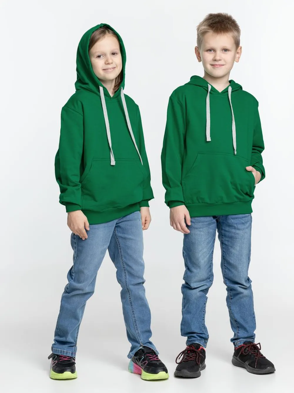 Толстовка с капюшоном детская Kirenga Kids, зеленая, 10 лет заказать онлайн с вашим дизайном на заказ в Москве и области