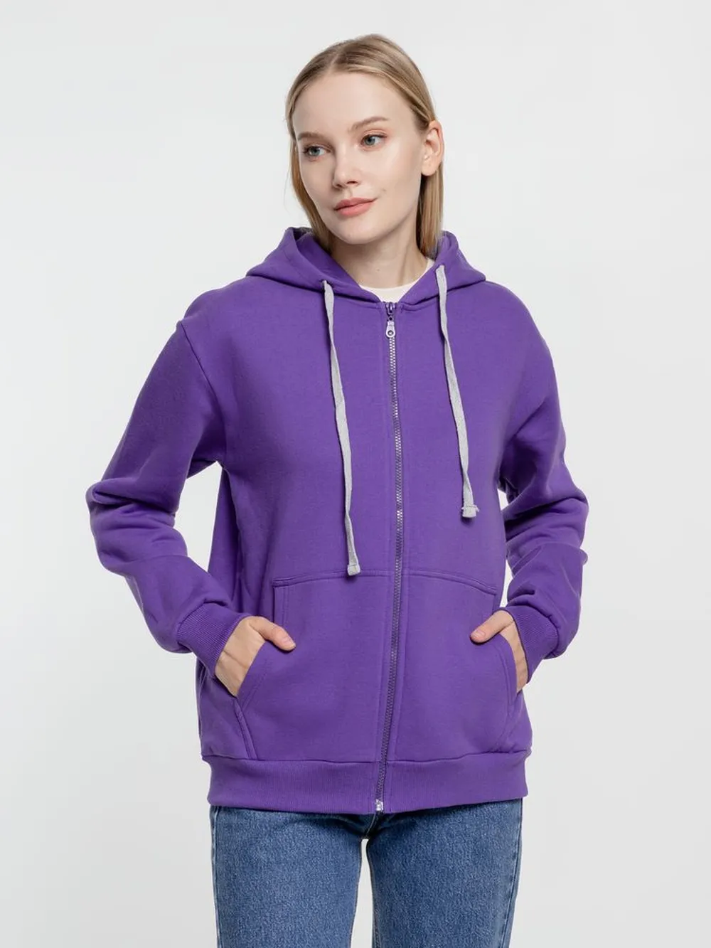 Толстовка на молнии с капюшоном Siverga Heavy, фиолетовая, размер 4XL заказать онлайн с вашим дизайном на заказ в Москве и области