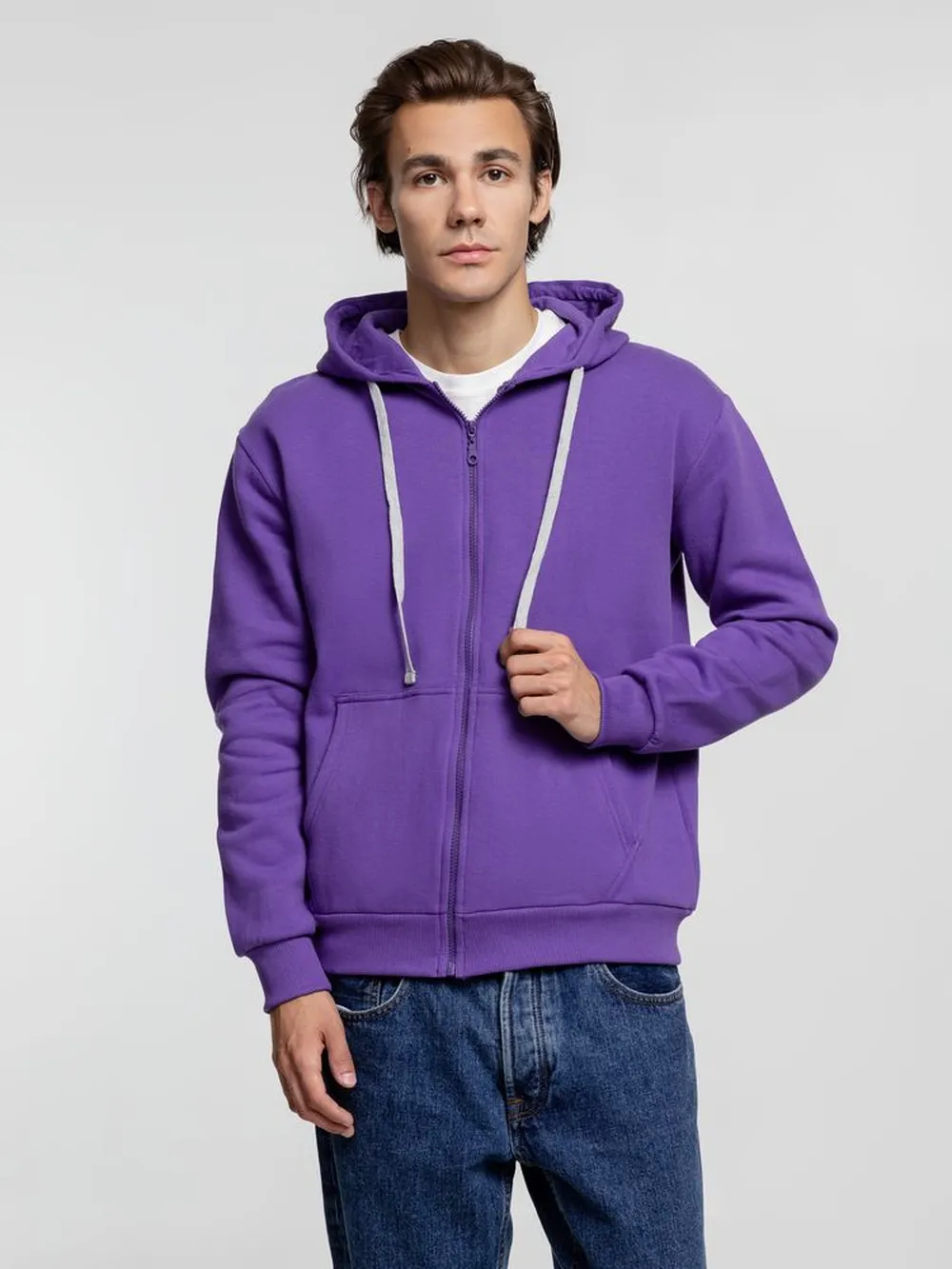 Толстовка на молнии с капюшоном Siverga Heavy, фиолетовая, размер 4XL заказать онлайн с вашим дизайном на заказ в Москве и области