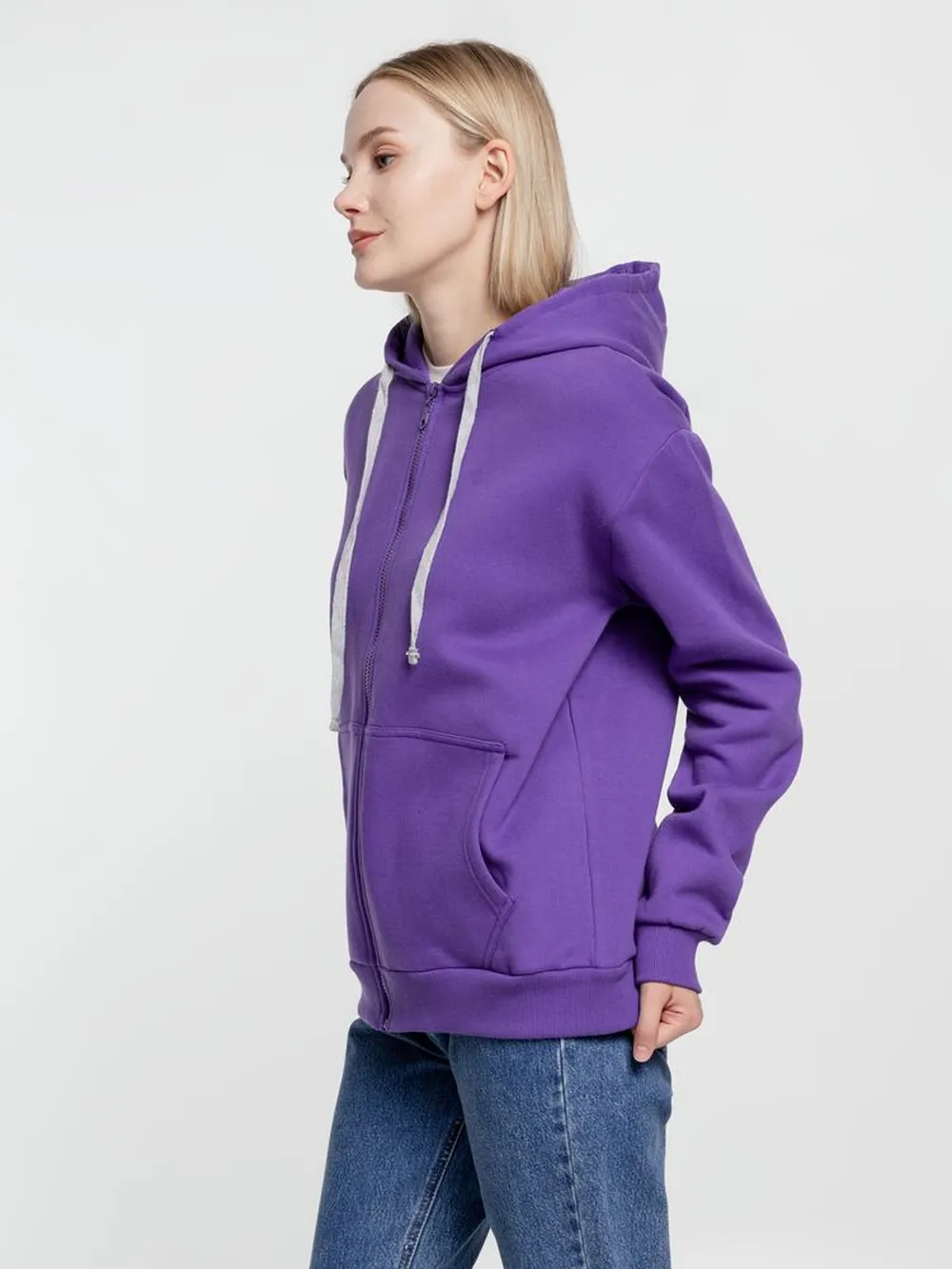 Толстовка на молнии с капюшоном Siverga Heavy, фиолетовая, размер 4XL заказать онлайн с вашим дизайном на заказ в Москве и области