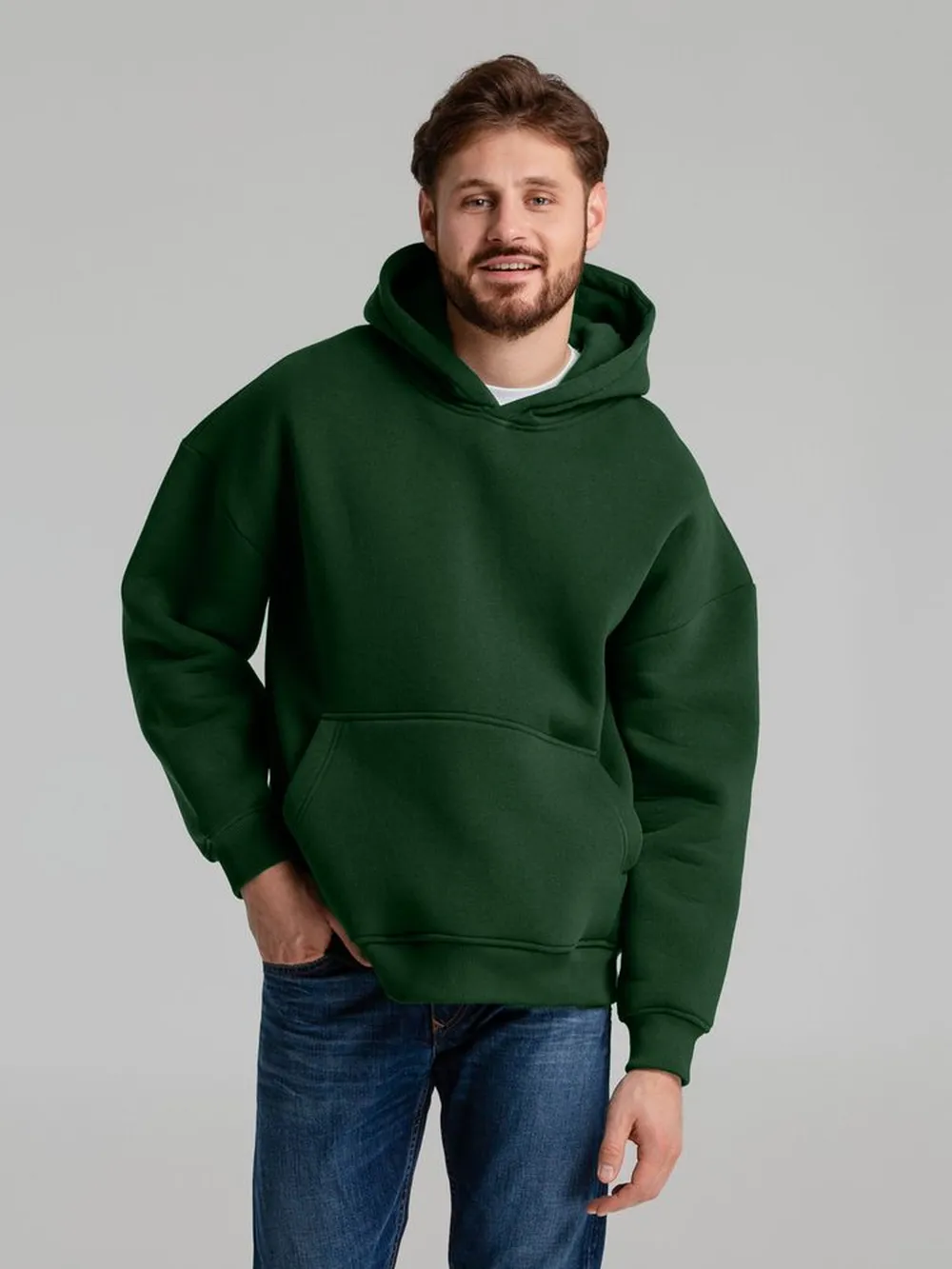 Худи Kulonga Oversize, темно-зеленое, размер 3XL/4XL заказать онлайн с вашим дизайном на заказ в Москве и области