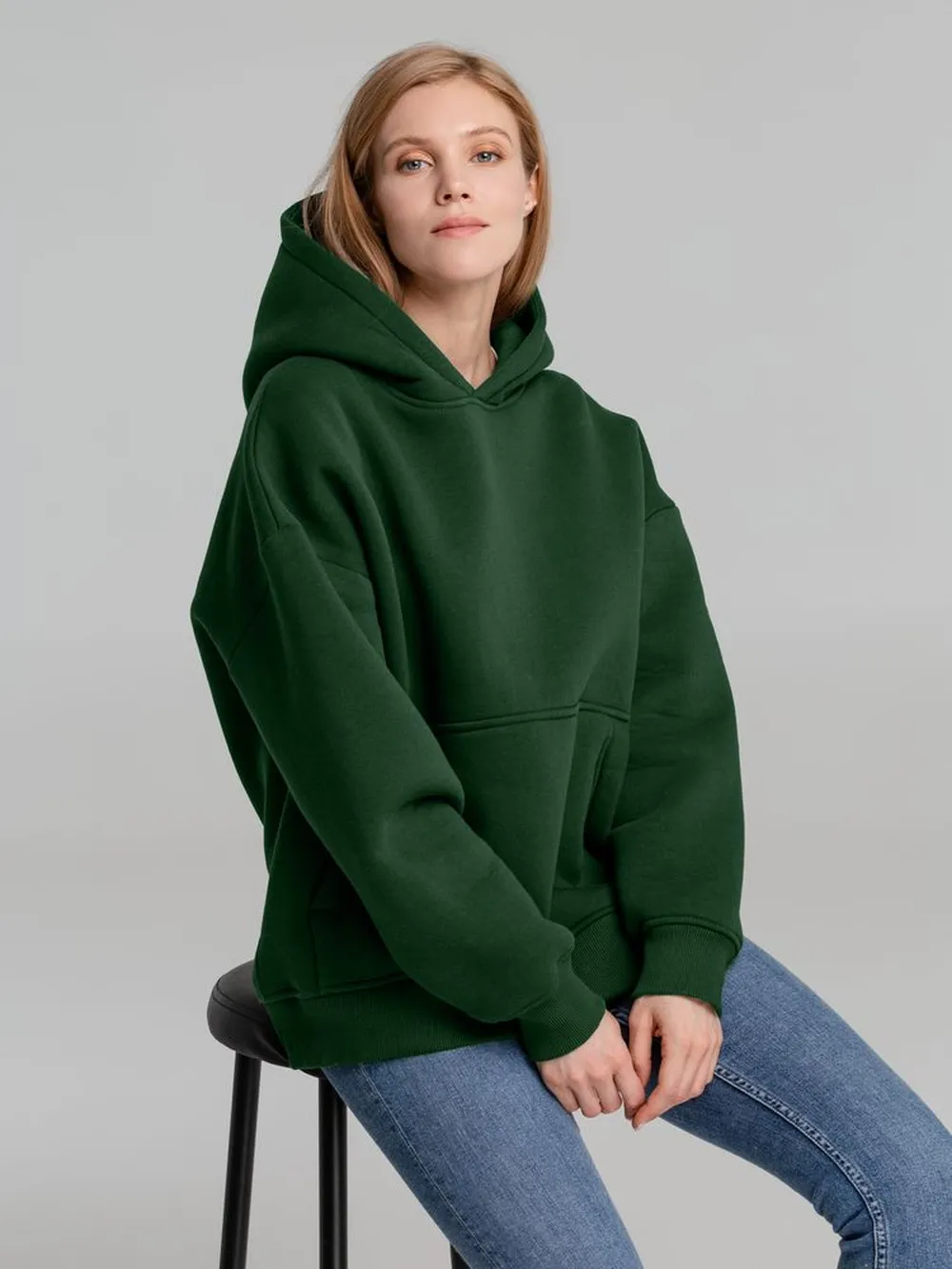 Худи Kulonga Oversize, темно-зеленое, размер 3XL/4XL заказать онлайн с вашим дизайном на заказ в Москве и области