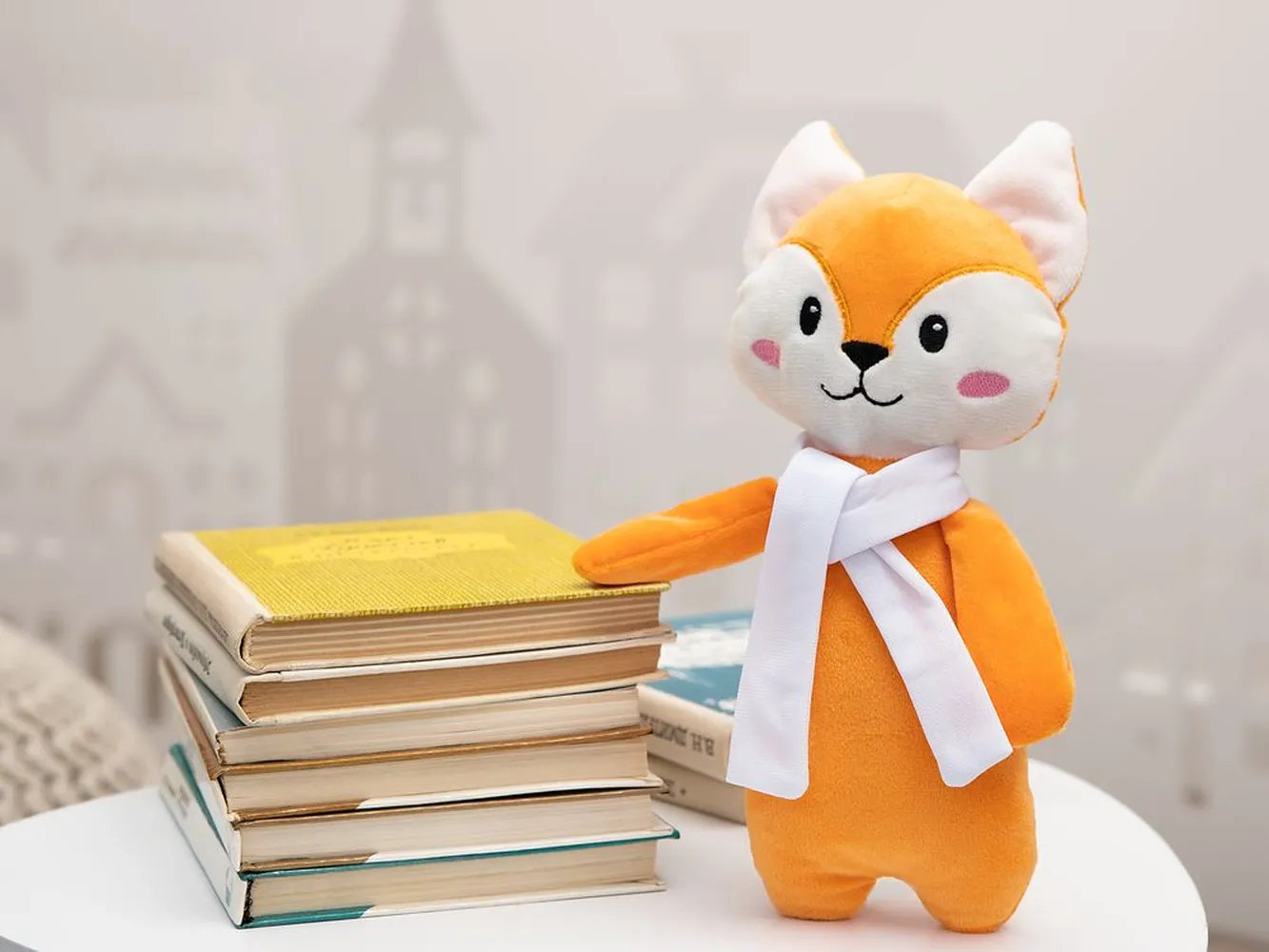 Мягкая игрушка Beastie Toys, лисенок с белым шарфом заказать онлайн с вашим дизайном на заказ в Москве и области