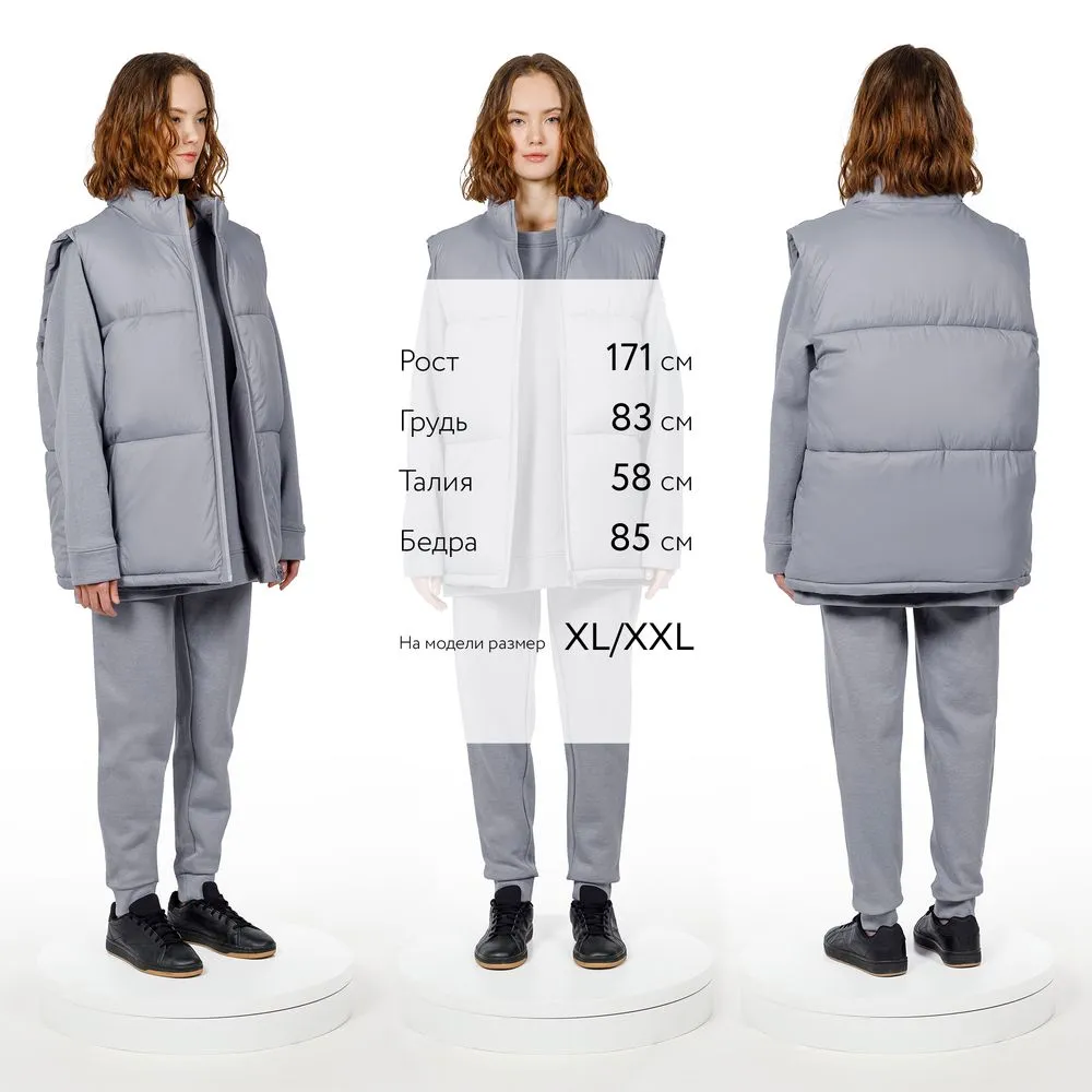 Жилет двусторонний V2, серый, размер 3XL/4XL заказать онлайн с вашим дизайном на заказ в Москве и области