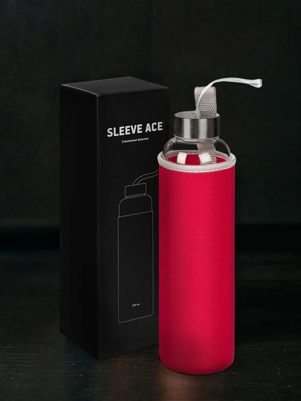 Бутылка для воды Sleeve Ace, красная заказать онлайн с вашим дизайном на заказ в Москве и области