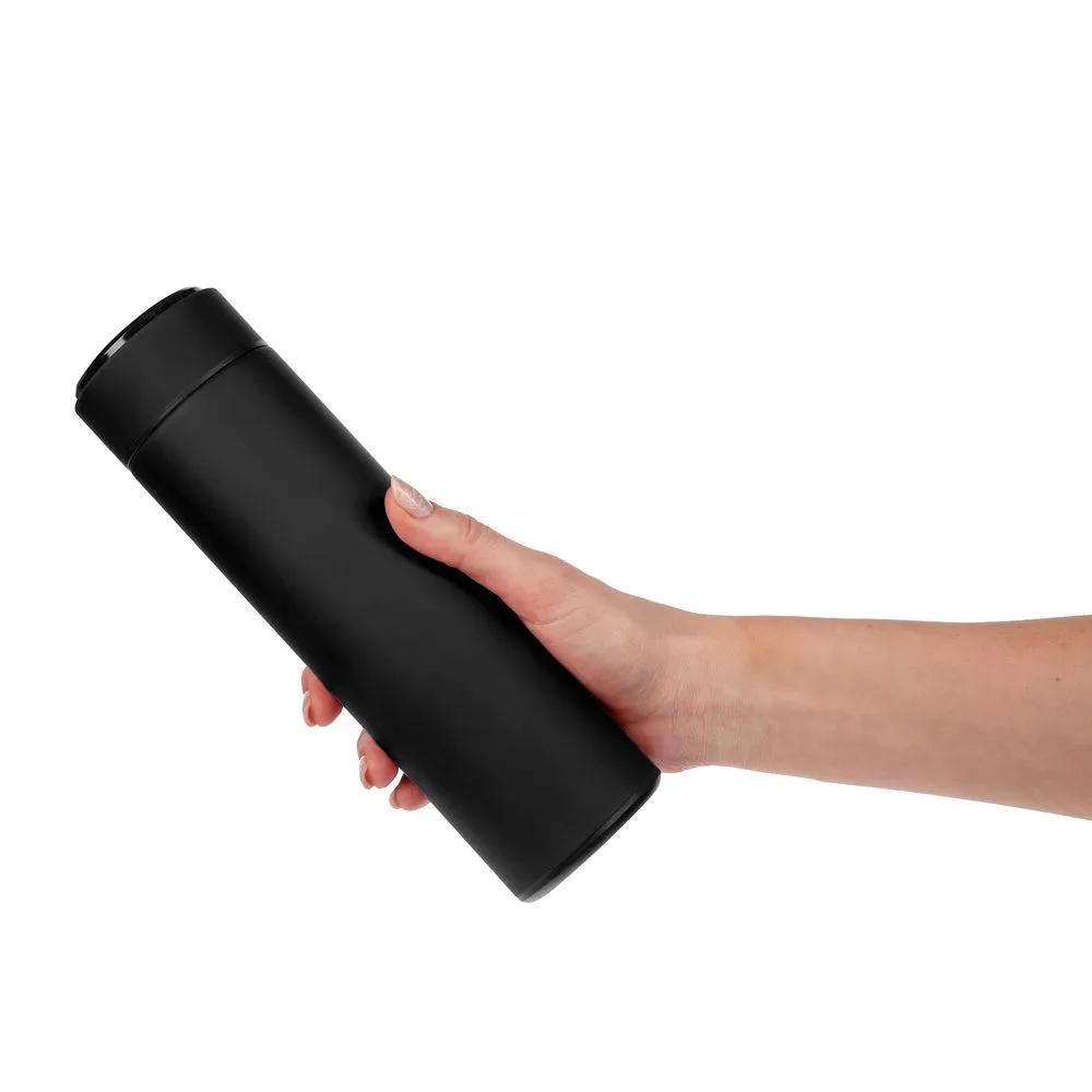 Смарт-бутылка с заменяемой батарейкой Long Therm Soft Touch, черная заказать онлайн с вашим дизайном на заказ в Москве и области