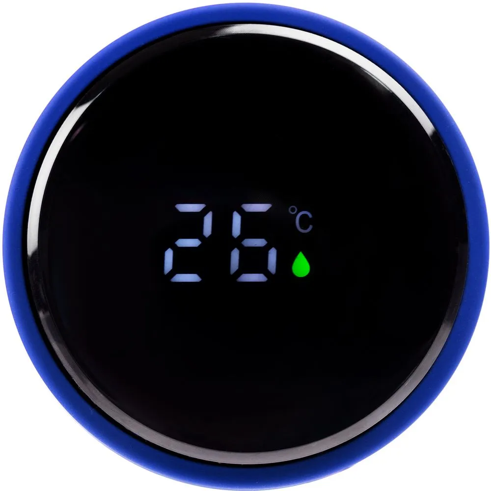 Смарт-бутылка с заменяемой батарейкой Long Therm Soft Touch, синяя заказать онлайн с вашим дизайном на заказ в Москве и области