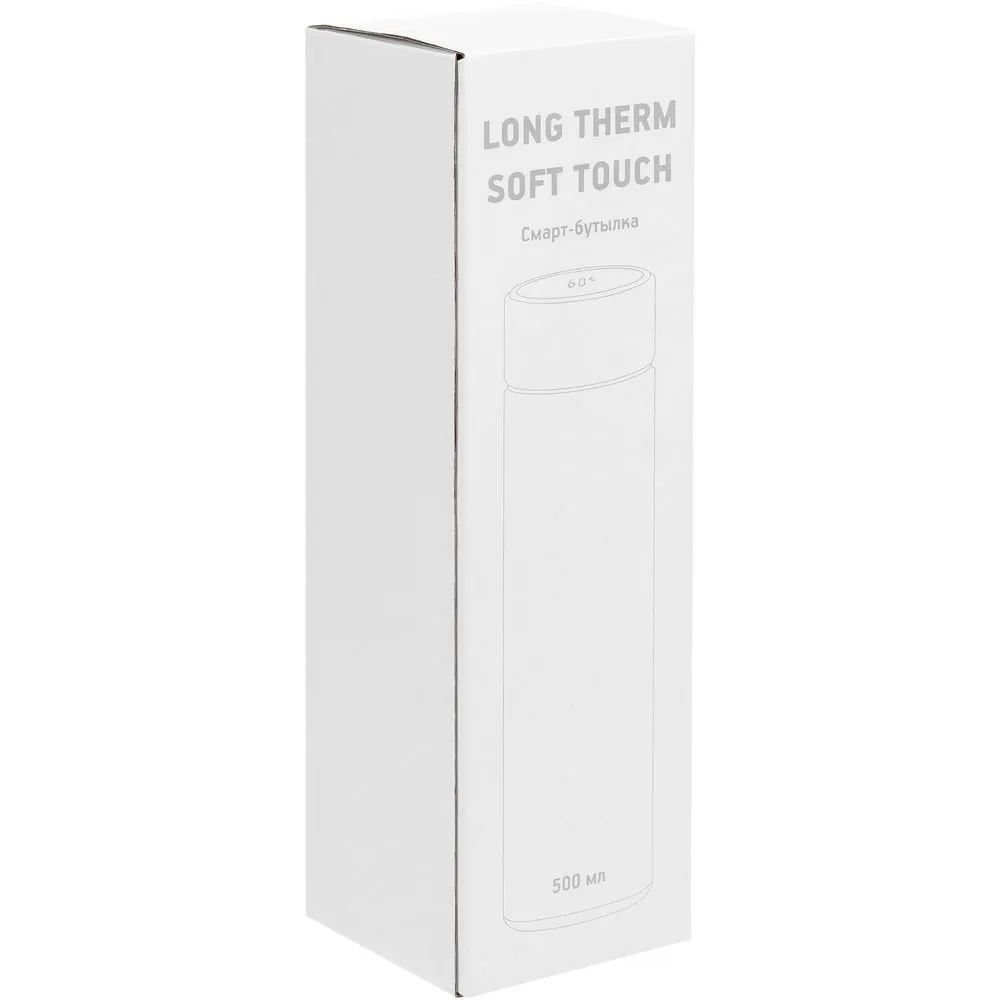 Смарт-бутылка с заменяемой батарейкой Long Therm Soft Touch, синяя заказать онлайн с вашим дизайном на заказ в Москве и области
