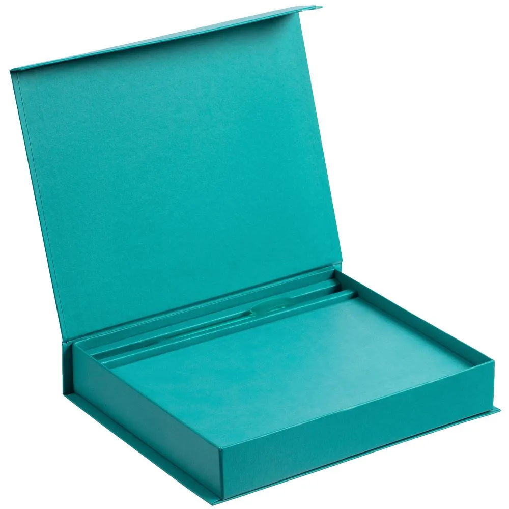 Коробка Duo под ежедневник и ручку, бирюзовая заказать онлайн с вашим дизайном на заказ в Москве и области