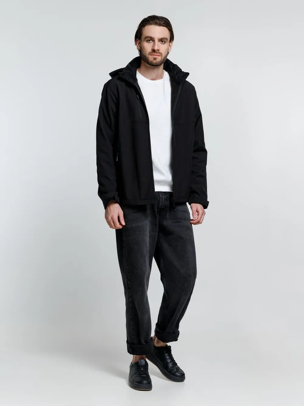 Куртка софтшелл мужская Zagreb, черная, размер M заказать онлайн с вашим дизайном на заказ в Москве и области