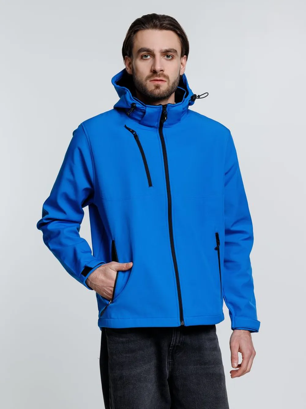 Куртка софтшелл мужская Zagreb, ярко-синяя, размер S заказать онлайн с вашим дизайном на заказ в Москве и области
