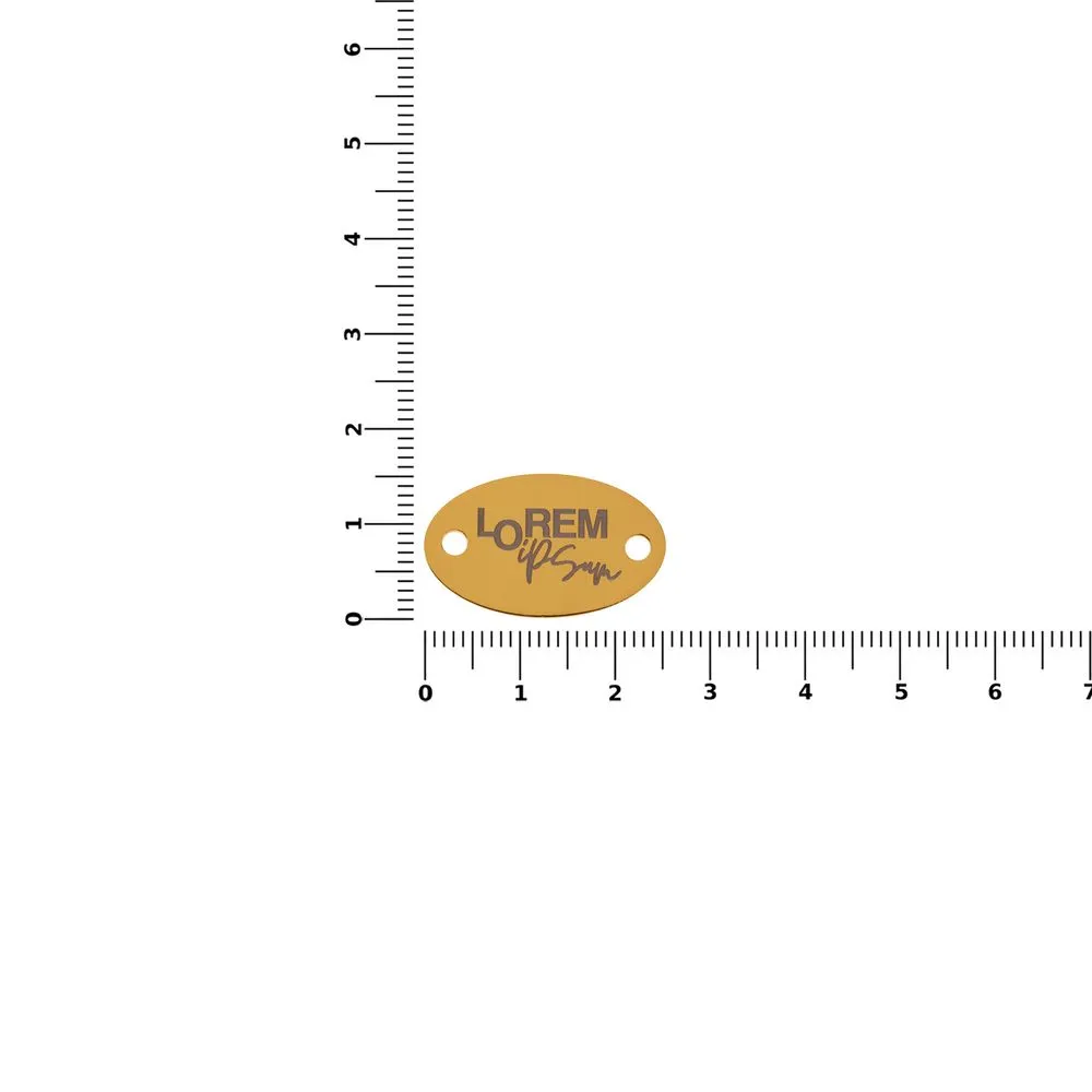 Шильдик металлический Alfa Oval, золотистый заказать онлайн с вашим дизайном на заказ в Москве и области