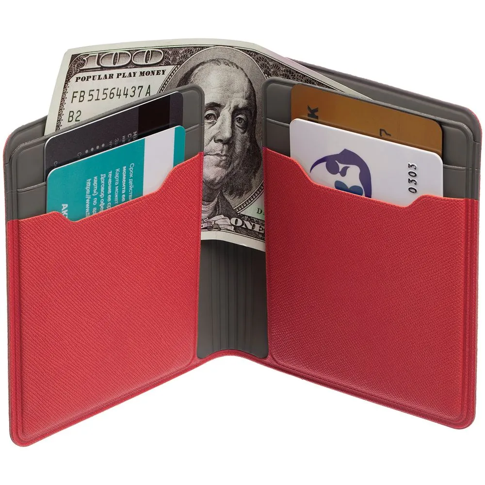 Картхолдер с отделением для купюр Dual, красный заказать онлайн с вашим дизайном на заказ в Москве и области