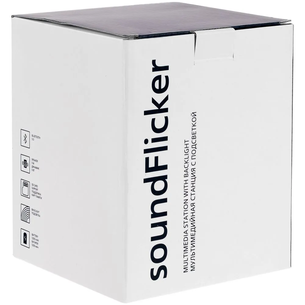 Беспроводная колонка с подсветкой soundFlicker, черная заказать онлайн с вашим дизайном на заказ в Москве и области