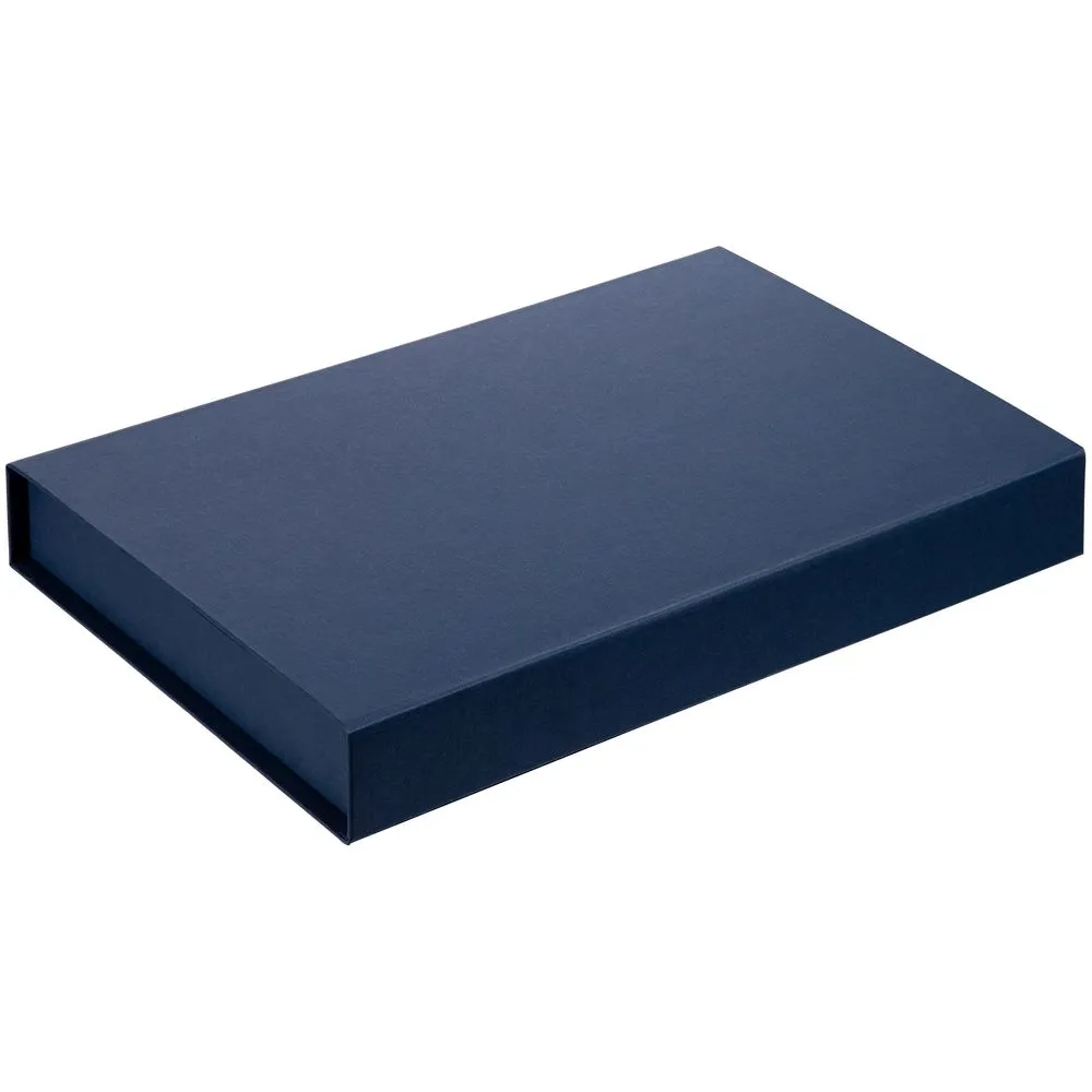 Коробка Silk с ложементом под ежедневник 10x16 см, аккумулятор и ручку, синяя заказать онлайн с вашим дизайном на заказ в Москве и области
