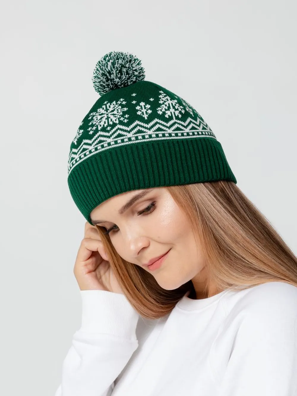 Шапка Elnik, зеленая с молочно-белым заказать онлайн с вашим дизайном на заказ в Москве и области