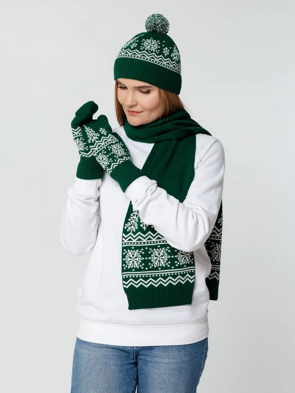 Шапка Elnik, зеленая с молочно-белым заказать онлайн с вашим дизайном на заказ в Москве и области