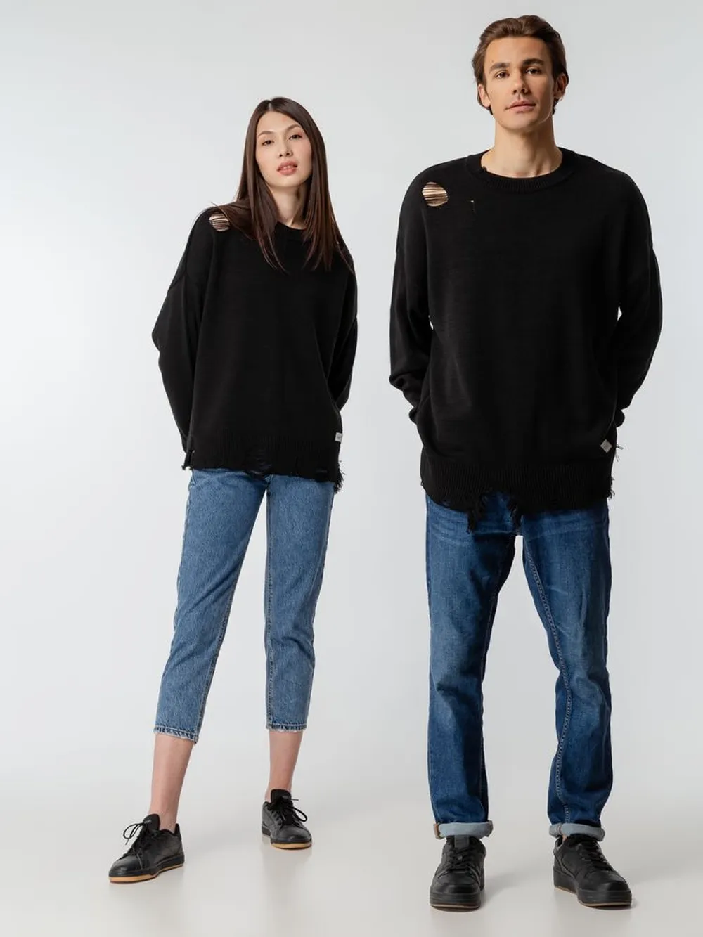 Джемпер оверсайз унисекс Grunge, черный, размер L/XL заказать онлайн с вашим дизайном на заказ в Москве и области