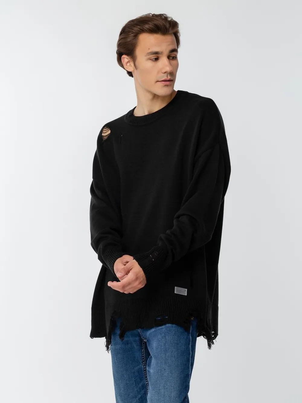 Джемпер оверсайз унисекс Grunge, черный, размер L/XL заказать онлайн с вашим дизайном на заказ в Москве и области