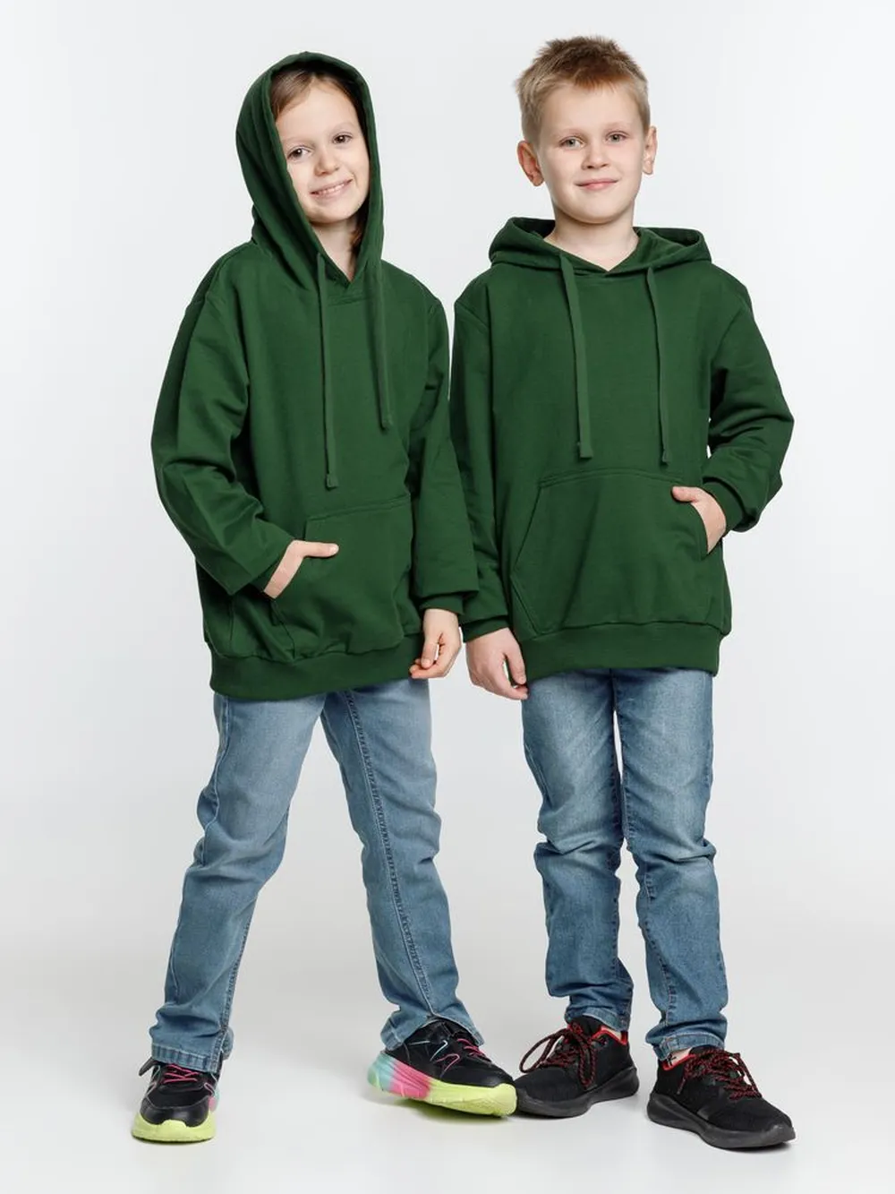 Худи детское Kirenga Kids 2.0, темно-зеленое, 14 лет заказать онлайн с вашим дизайном на заказ в Москве и области