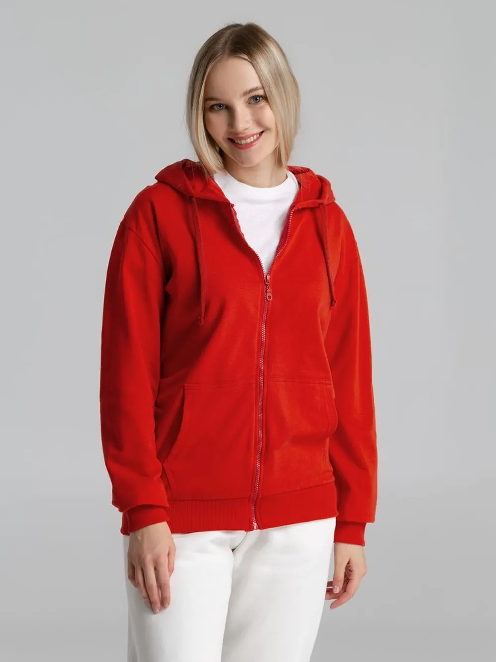 Толстовка на молнии с капюшоном Siverga 2.0, красная, размер XL заказать онлайн с вашим дизайном на заказ в Москве и области