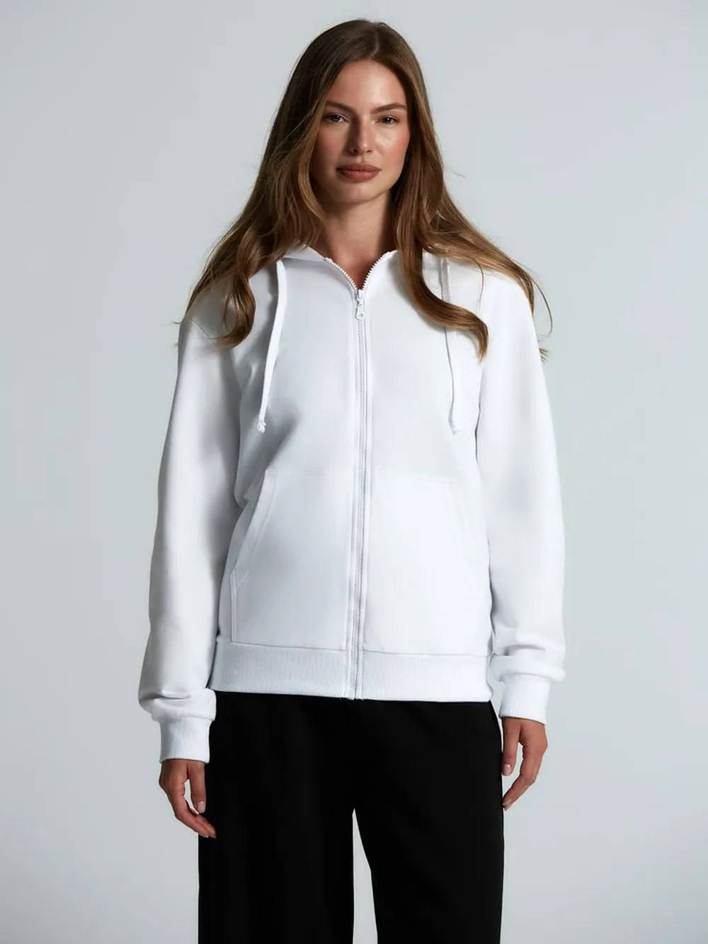 Толстовка на молнии с капюшоном Siverga 2.0, белая, размер XS заказать онлайн с вашим дизайном на заказ в Москве и области