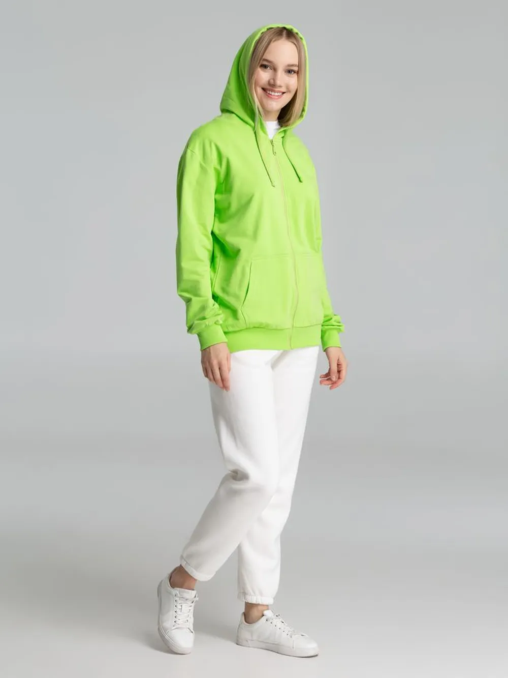 Толстовка на молнии с капюшоном Siverga 2.0, зеленое яблоко, размер XS заказать онлайн с вашим дизайном на заказ в Москве и области