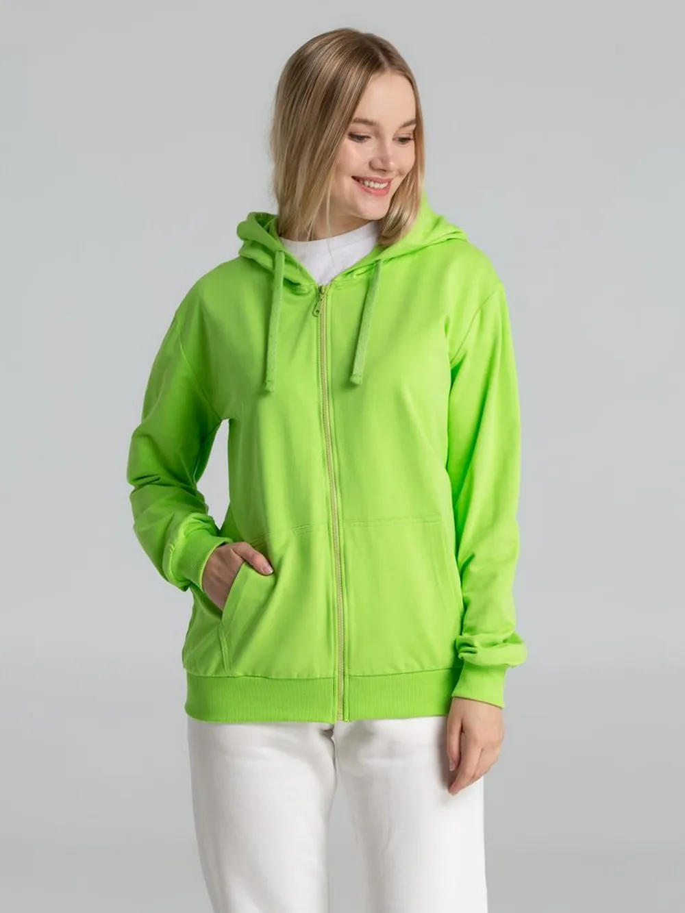 Толстовка на молнии с капюшоном Siverga 2.0, зеленое яблоко, размер XS заказать онлайн с вашим дизайном на заказ в Москве и области