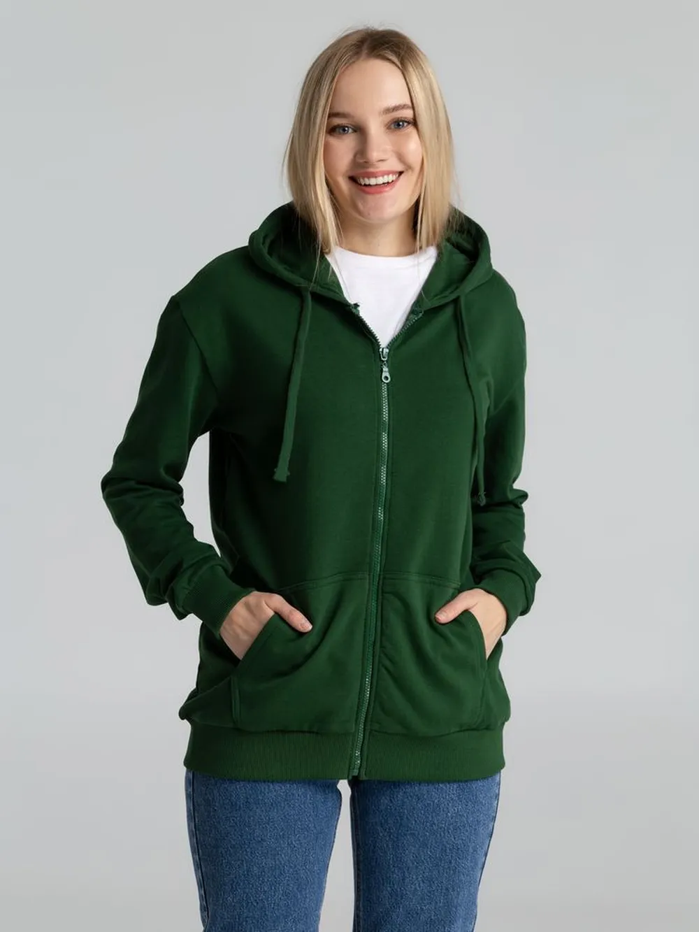 Толстовка на молнии с капюшоном Siverga Heavy 2.0, темно-зеленая, размер XXL заказать онлайн с вашим дизайном на заказ в Москве и области