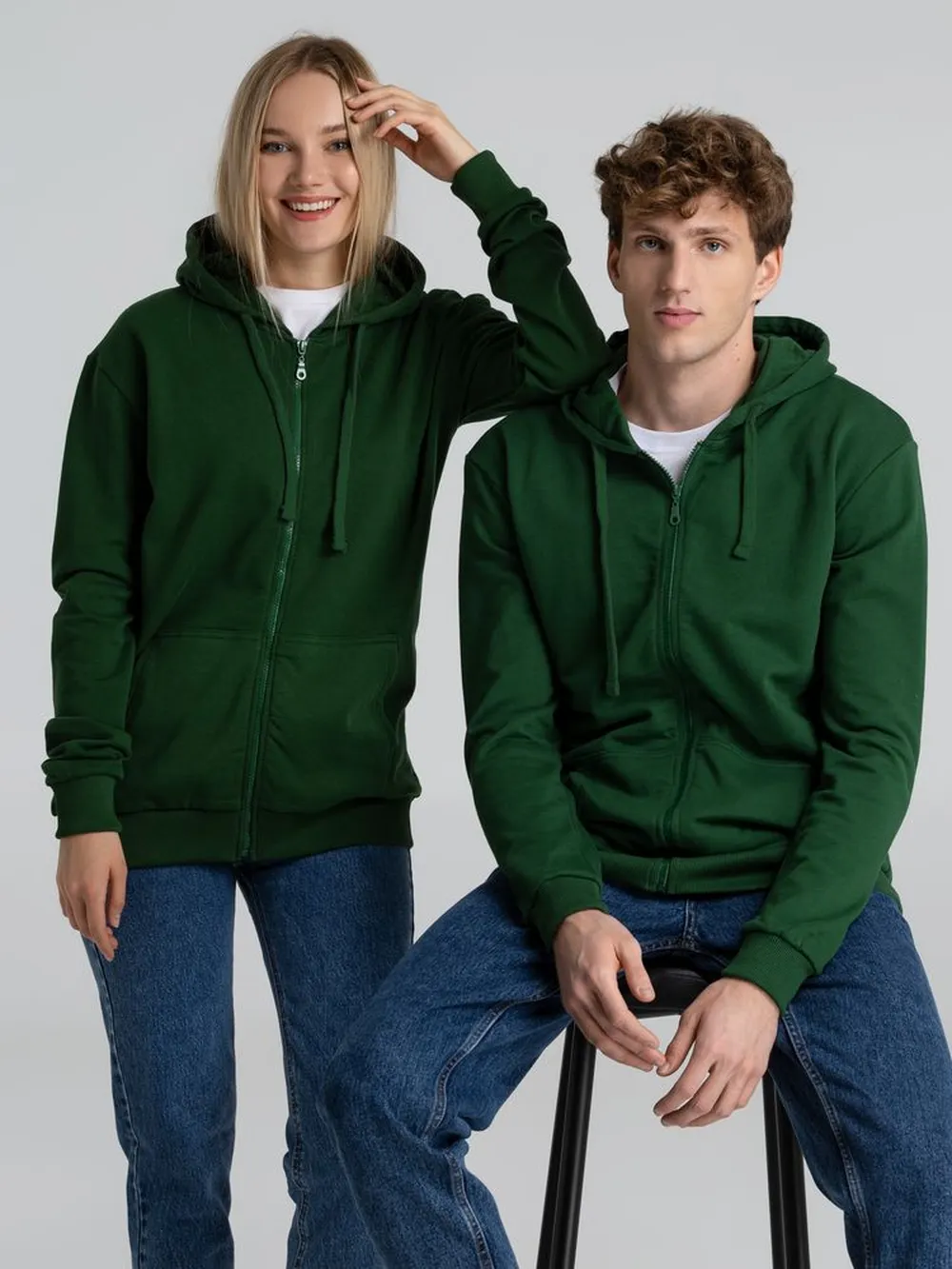 Толстовка на молнии с капюшоном Siverga Heavy 2.0, темно-зеленая, размер XXL заказать онлайн с вашим дизайном на заказ в Москве и области