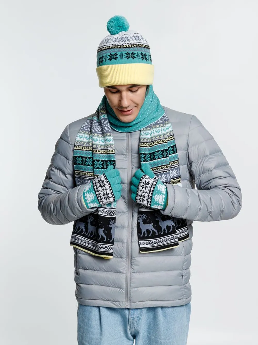 Шарф Mirakler, зеленый с желтым заказать онлайн с вашим дизайном на заказ в Москве и области